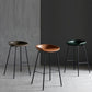 Contemporary Metal Barstool Leather Fabric Counter Stool with 4 Legs