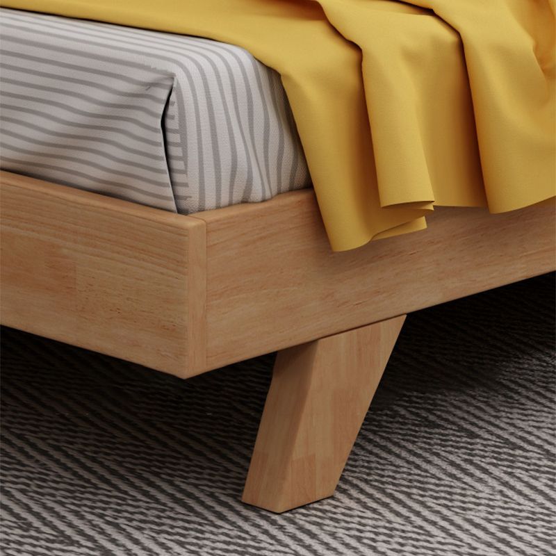 84.65 inch Wide Mid-century Bed Frame Solid Wood Bed with Upholstered Headboard