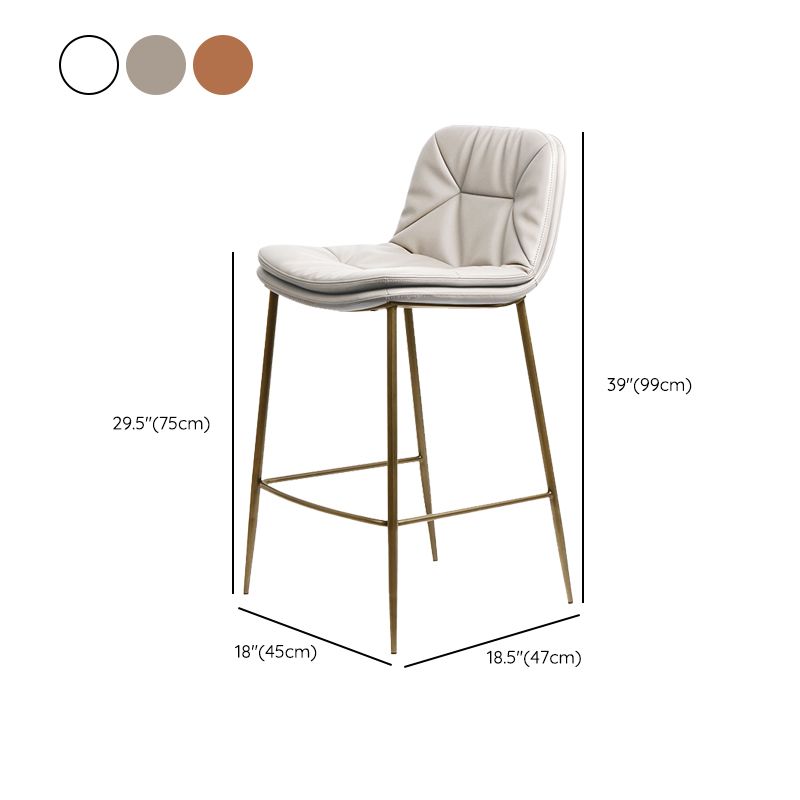 Glam Style Counter Stool Faux Leather Counter-height Stool for Indoor