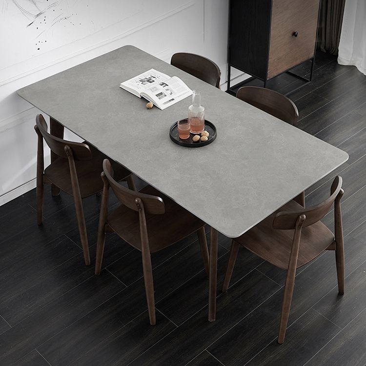 Stone Top Dining Table Mid-Century Modern Dining Table with 4 Oak Wood Legs Clearhalo 'Dining Tables & Seating' 'Dining Tables' 'dining_table' 'furn' 'furn_dining_table' 'Furniture' 'furniture_dining_table' 'Kitchen & Dining Furniture' 'kitchen' 'kitchen_dining_table' 1200x1200_18e76ca3-c7a5-4b3d-9486-762c97e0ec2e