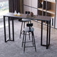 Industrial Sintered Stone Top Bar Table Rectangle Bar Table with Double Pedestal in Black