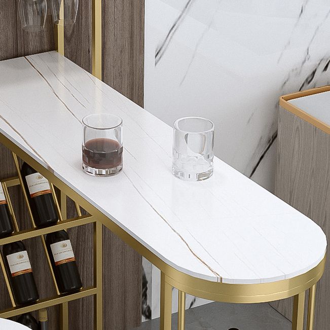 Glam Iron Bar Table Faux Marble White Top 41.3"H Bistro Table with Wine Glass Holders Clearhalo 'Bar Furniture' 'Bar Tables' 'bar_tables' 'furn' 'furn_bar_tables' 'Furniture' 'furniture_bar_tables' 'Kitchen & Dining Furniture' 'kitchen&dining_furn' 'kitchen' 1200x1200_18e86d0b-63c3-49ed-a2e0-cbb5772cd2f6