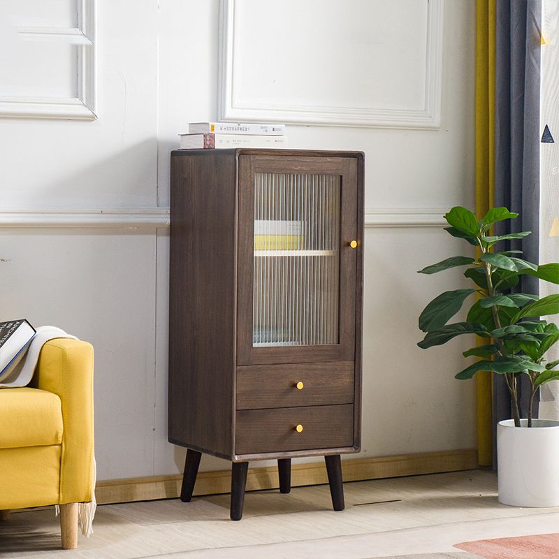 Modern Glass Paned Accent Cabinet 1-Door Solid Wood Chest with 2 Drawers Clearhalo 'Cabinets & Chests' 'cabinets_chests' 'furn' 'furn_cabinets_chests' 'Furniture' 'Living Room Furniture' 1200x1200_18e87626-0c70-42d5-afb7-dfa46b002a4a