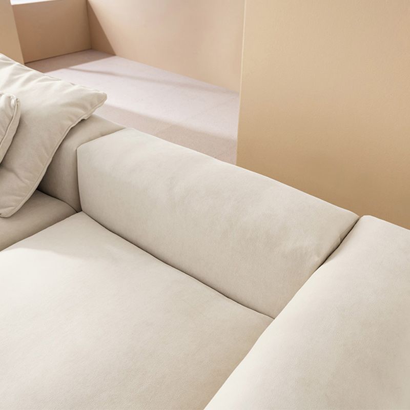 Creamy-White Contemporary Microsuede Tuxedo Arm Sofa for Living Room, Apartment Clearhalo 'furn' 'furn_sofas' 'Furniture' 'furniture_sofas' 'Living Room Furniture' 'Sofa' 'sofas' 1200x1200_18ea796f-c068-4916-b0a3-09d9573c56cf