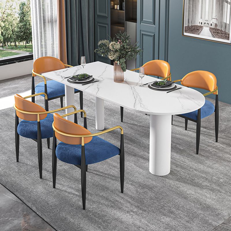 Modern Simple Stone Table for Restaurant Oval Table with White Legs Clearhalo 'Dining Tables & Seating' 'Dining Tables' 'dining_table' 'furn' 'furn_dining_table' 'Furniture' 'Kitchen & Dining Furniture' 1200x1200_18ebce34-5f14-4f16-b98d-7851834acf7e