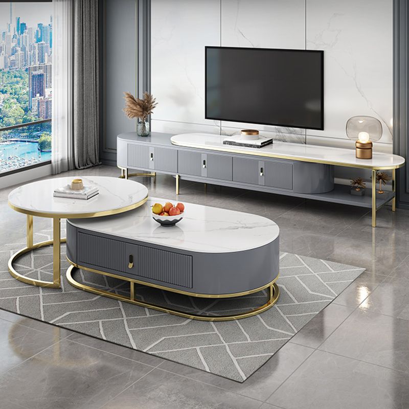 Glam Stone TV Stand con cassetti console multimediale TV di archiviazione chiusa