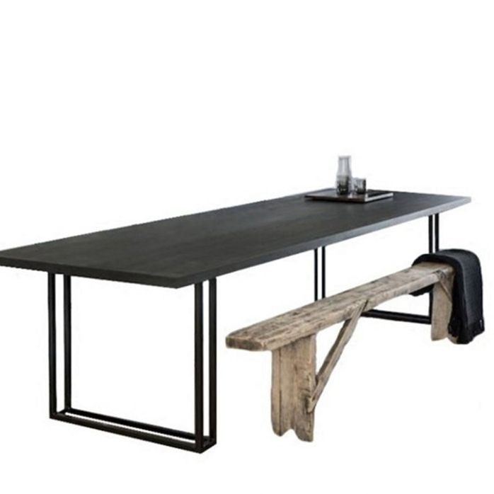 Table de dîner industrielle rectangulaire, salle à manger, table de salle à manger en bois massif
