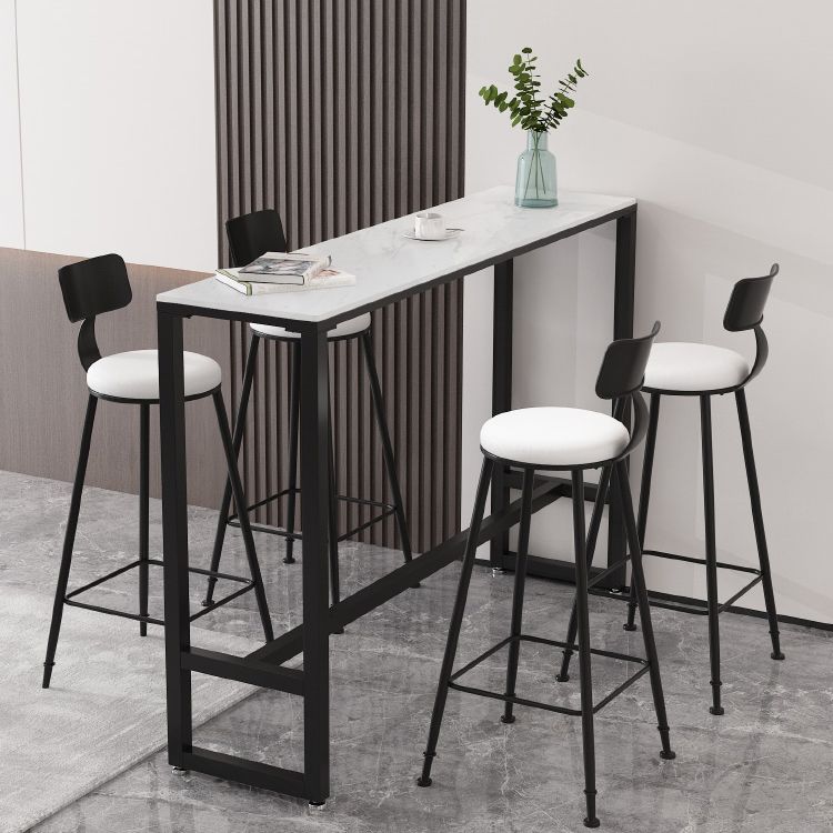 Stone Bar Dining Table Modern Rectangle Bar Table with Trestle Pedestal for Living Room Clearhalo 'Bar Furniture' 'Bar Tables' 'bar_tables' 'furn' 'furn_bar_tables' 'Furniture' 'furniture_bar_tables' 'Kitchen & Dining Furniture' 1200x1200_18f0eee7-1860-4268-97e5-2893f4beefad