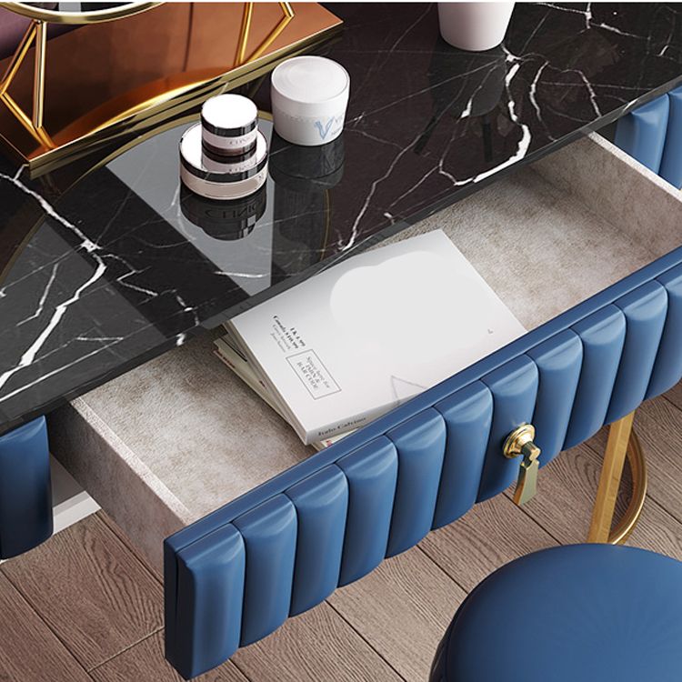 Glam Slate Top Make -up Waschtisch Set Blau 1 Schubladen Eitelkeitsveredelungstisch