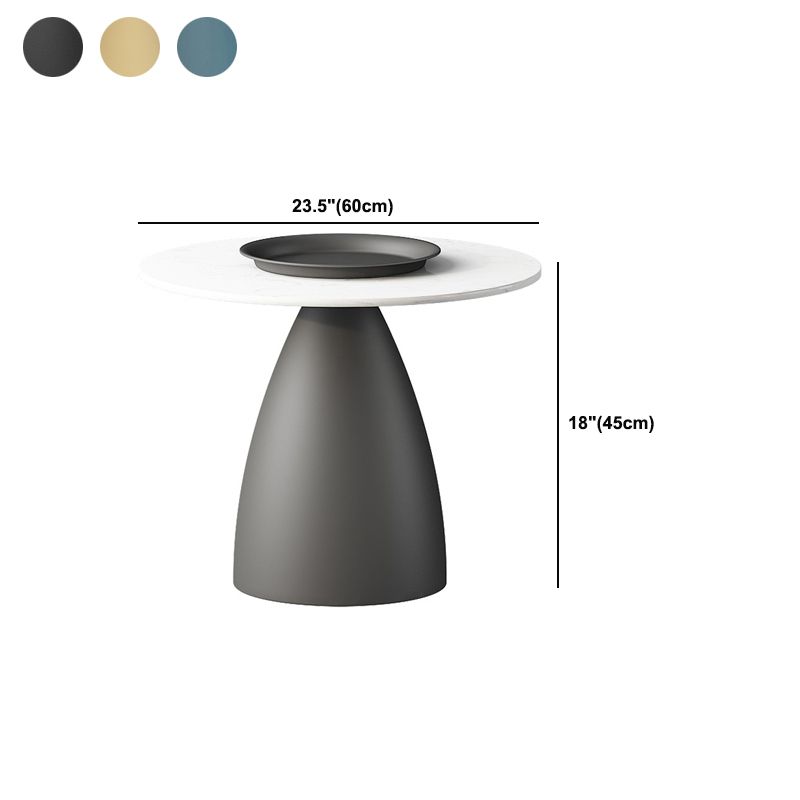 Mid-Century Modern Iron/Stone Coffee Table Dia 23.6"/31.5" Cocktail Table