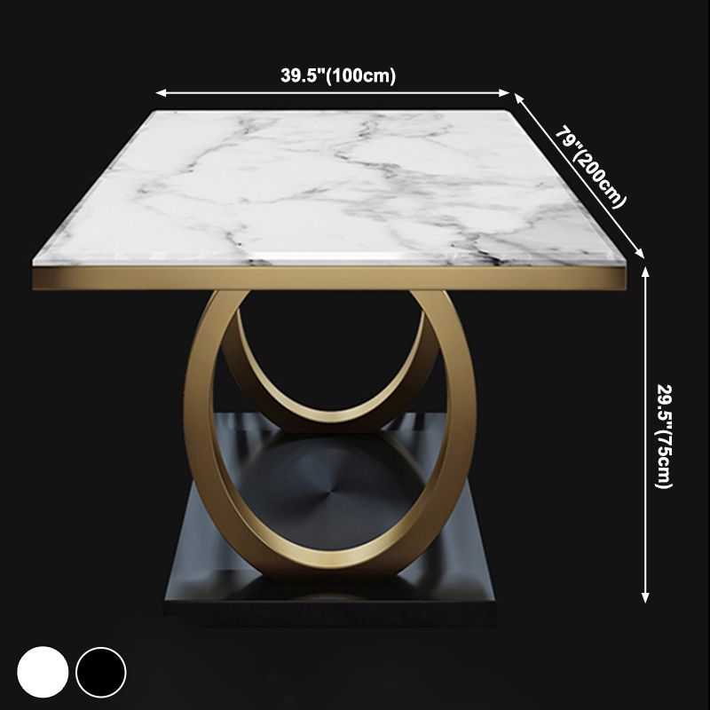 Metal Traditional Luxury Rectangle Indoor Table Sintered Stone Table with Metal Trestle Clearhalo ' dining_table' 'Dining Tables & Seating' 'Dining Tables' 'furn' 'furn_dining_table' 'Furniture' 'furniture_dining_table' 'Kitchen & Dining Furniture' 'kitchen&dining_furn' 'kitchen' 'kitchen_dining_table' 1200x1200_18f293bc-ee99-453d-9603-8ace75bf19c6