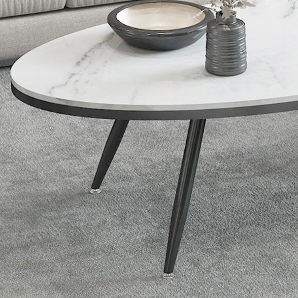 White Oval Stone Top Coffee Table with 4 Iron Legs Single Coffee Table Clearhalo 'Coffee & Accent Tables' 'Coffee Tables' 'coffee_tables' 'furn' 'furn_coffee_tables' 'Furniture' 'Living Room Furniture' 1200x1200_18f3efc5-c673-41ef-bab8-337bb330441f