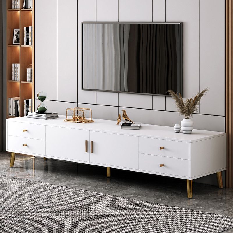 Supporto TV multimediale in legno ingegnerizzato con console TV per riporre gli armadietti chiusi