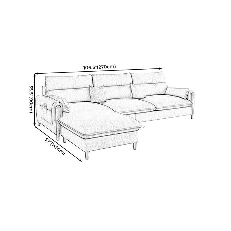 Scandinavian Beige Straight Arm Sofa/Sectional with Removable Cushions