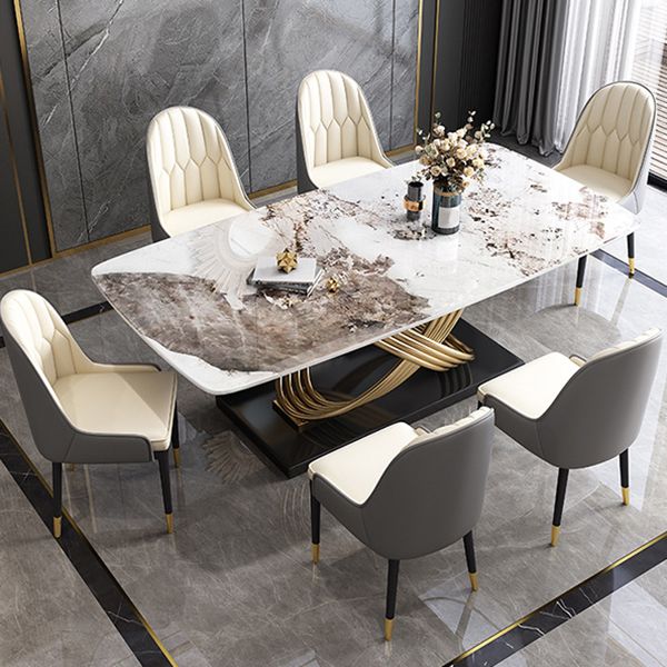 1/4/5/7 Pieces Rectangular Dining Set Luxurious Sintered Stone Top Dinette Table Set Clearhalo 'Dining Room Sets' 'Dining Tables & Seating' 'dining_room_set' 'furn' 'furn_dining_room_set' 'Furniture' 'Kitchen & Dining Furniture' 1200x1200_18f7b628-20f1-4d35-9ab8-d4289f6b9afe