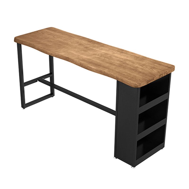 Tavolo da barra in legno di pino rettangolare tavolo da barra industriale con base di cavalletto di stoccaggio