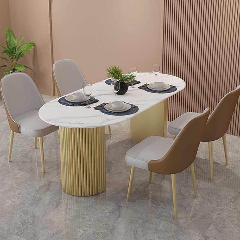 Modern Style Dining Table Oval Double Pedestal Table for Home Use Clearhalo 'Dining Tables & Seating' 'Dining Tables' 'dining_table' 'furn' 'furn_dining_table' 'Furniture' 'furniture_dining_table' 'Kitchen & Dining Furniture' 'kitchen' 'kitchen_dining_table' 1200x1200_18f84d46-f114-4703-809b-a3ea773b8b9e