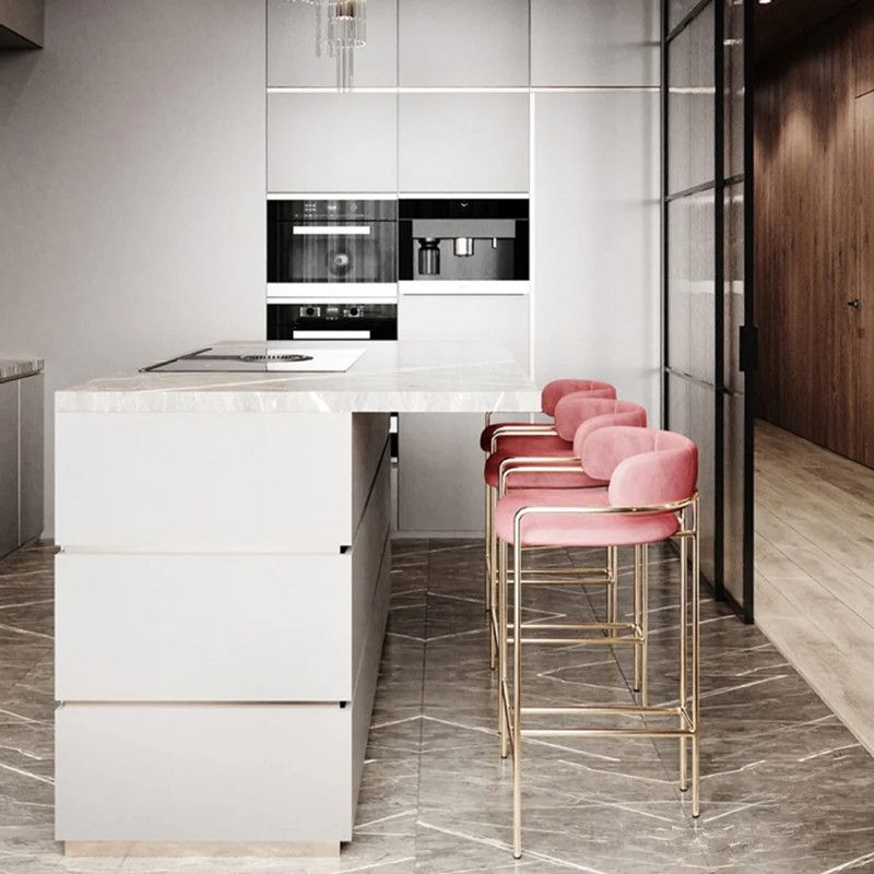 29.53" Glam Bar and Counter Stool Low Back Stool with 4 Metal Legs Clearhalo 'Bar Furniture' 'Bar Stools' 'bar_stools' 'furn' 'furn_bar_stools' 'Furniture' 'furniture_bar_stools' 'Kitchen & Dining Furniture' 1200x1200_18f8752b-9ddb-458c-8b50-b32508c672d4