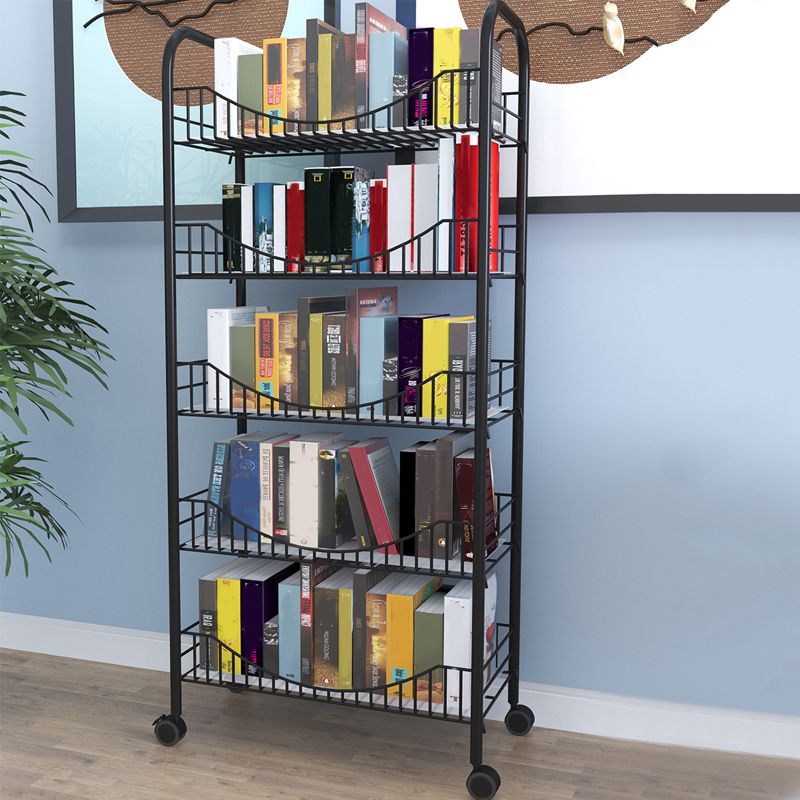 Modern Style Steel Bookshelf Open Shelf Bookcase with Caster Wheels Clearhalo 'Bookcases' 'furn' 'furn_bookcases' 'Furniture' 'furniture_bookcases' 'Office Furniture' 1200x1200_18f89b1f-4806-4217-8627-389fef69c9aa