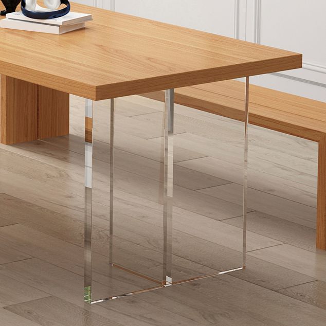 Modern Wood Table in Brown for Restaurant Rectangle Table with Acrylic Base Clearhalo 'Dining Tables & Seating' 'Dining Tables' 'dining_table' 'furn' 'furn_dining_table' 'Furniture' 'furniture_dining_table' 'Kitchen & Dining Furniture' 1200x1200_18f9a7c7-8171-4333-8974-c0912d607d8a