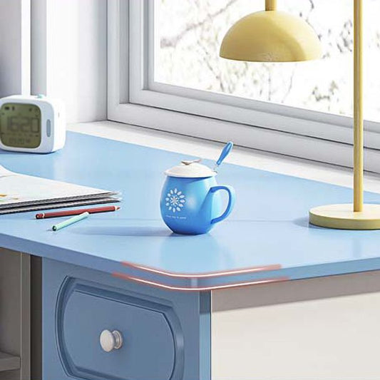 Escritorio de escritura de esquina contemporánea escritorio de madera fabricado con estantería