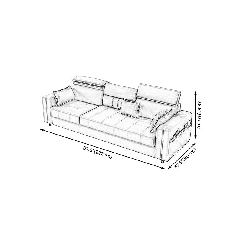 Square Arm Grey Cushion Back Contemporary Storage Adjustable Living Room Sofa Clearhalo 'Furniture' 'furniture_sectionals' 'kitchen' 'kitchen_sectionals' 'Living Room Furniture' 'Sectionals' 1200x1200_18fc0d30-b220-4486-94ff-fdc096eea351