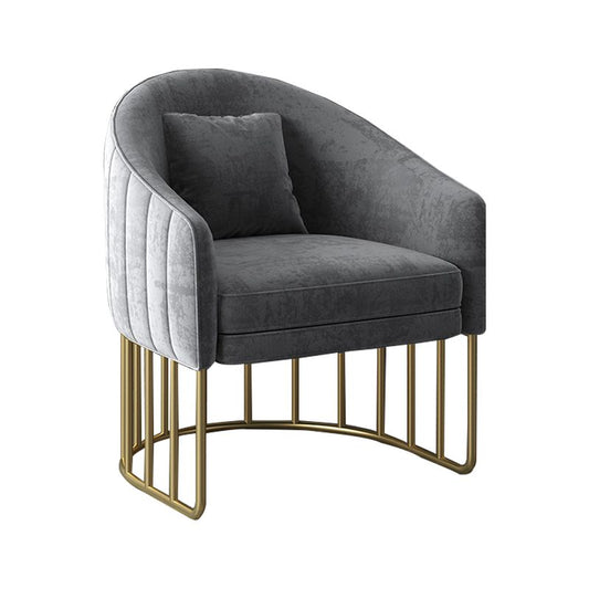 Velvet Barrel Accent Chair 27.55" Wide Arms  Included Chair with Golden Legs