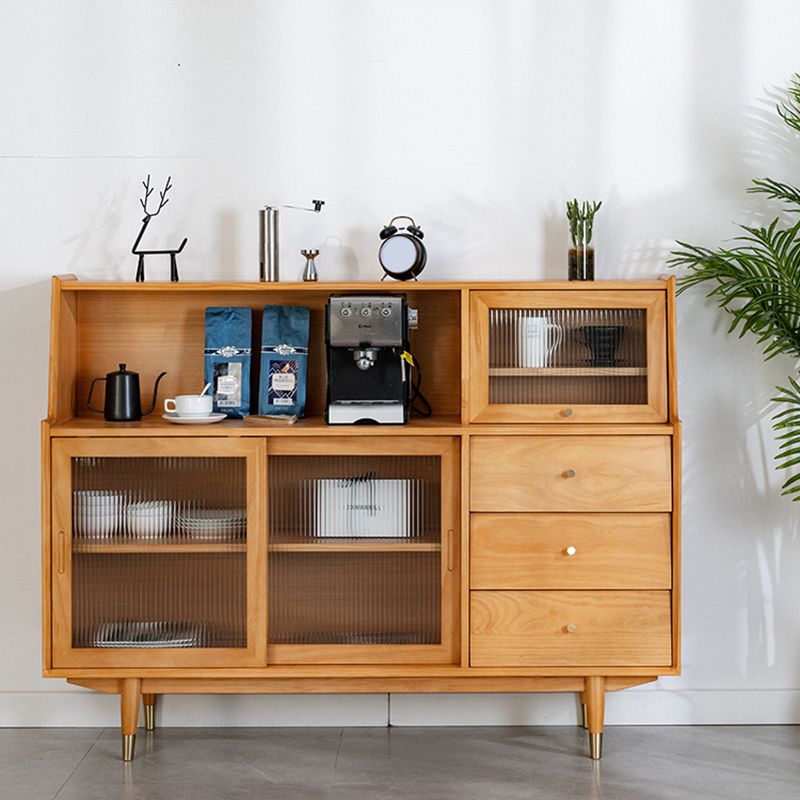 Contemporary Dining Hutch Glass Doors Pine Storage Cabinet for Dining Room Clearhalo 'Display & China Cabinets' 'display_china_cabinets' 'furn' 'furn_display_china_cabinets' 'Furniture' 'Kitchen & Dining Furniture' 1200x1200_18fdaf79-9d72-4cc5-8428-868595cd8592