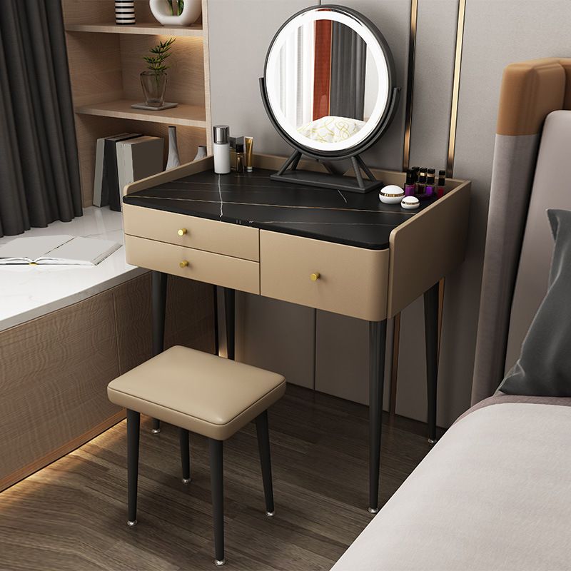 3-Drawer Modern Stone Eitelkeit Make-up-Schminktisch mit Stuhl
