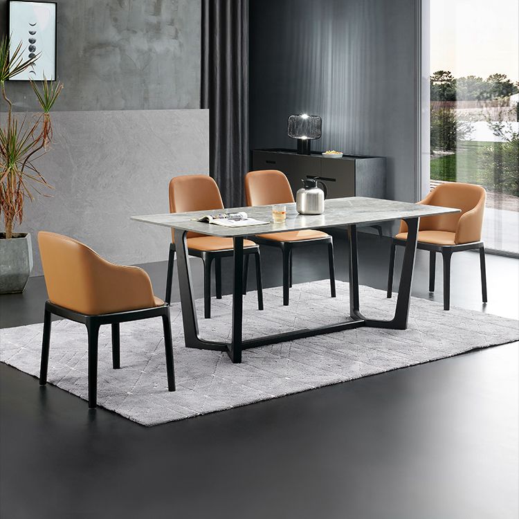 Ensemble de table rectangulaire en pierre agglomérée de style moderne, ensemble de salle à manger 1/4/5 pièces