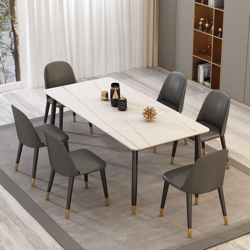 Modern Matte Finish Faux Marble Table Rectangle 4 Legs Dining Table Clearhalo ' dining_table' 'Dining Tables & Seating' 'Dining Tables' 'furn' 'furn_dining_table' 'Furniture' 'furniture_dining_table' 'Kitchen & Dining Furniture' 'kitchen&dining_furn' 'kitchen' 'kitchen_dining_table' 1200x1200_1902a603-8f3b-44aa-9754-879c551c9515