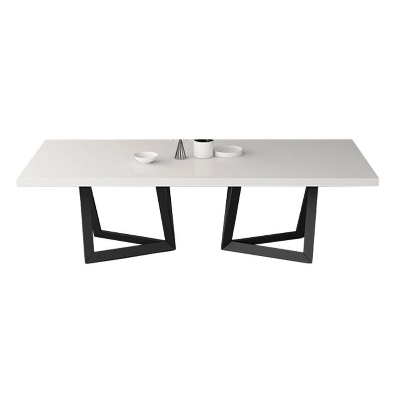 Rectangle Industrial Style Dining Table White Top Fixed Table with Solid Wood Clearhalo ' dining_table' 'Dining Tables & Seating' 'Dining Tables' 'furn' 'furn_dining_table' 'Furniture' 'furniture_dining_table' 'Kitchen & Dining Furniture' 'kitchen&dining_furn' 'kitchen' 'kitchen_dining_table' 1200x1200_1902b9e4-2f74-4c9e-9d48-4d46ad7815dd