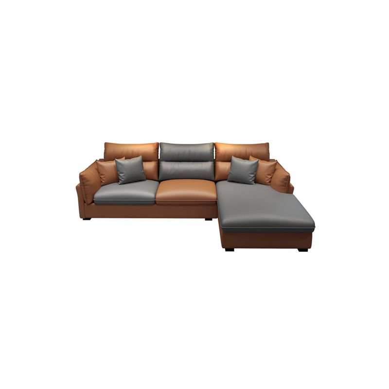Contemporary Stain-Resistant Sectional Faux Leather Pillow Top Arm Sofa and Chaise Clearhalo 'furn' 'furn_sectionals' 'Furniture' 'furniture_sectionals' 'kitchen' 'kitchen_sectionals' 'Living Room Furniture' 'Sectionals' 1200x1200_1903f25c-be6d-4b82-b1ca-0a27094254ed