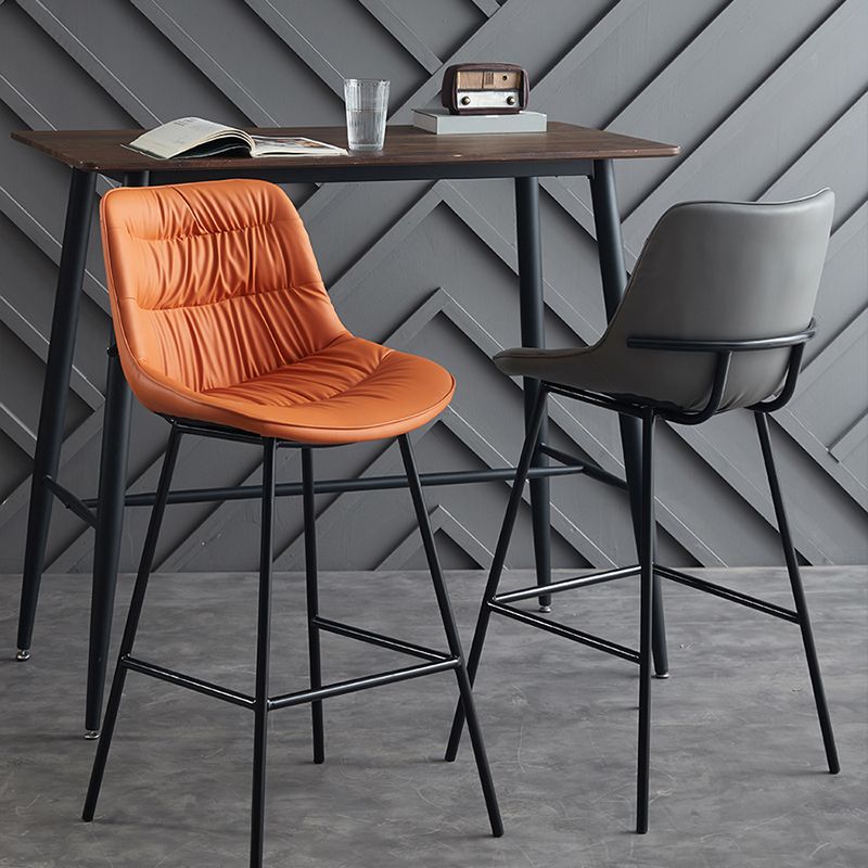 Modern Faux Leather Counter Stool Low Back Bar Stool with Footrest Clearhalo 'Bar Furniture' 'Bar Stools' 'bar_stools' 'furn' 'furn_bar_stools' 'Furniture' 'Kitchen & Dining Furniture' 1200x1200_1905244a-fb54-4124-b216-f2085e71d718