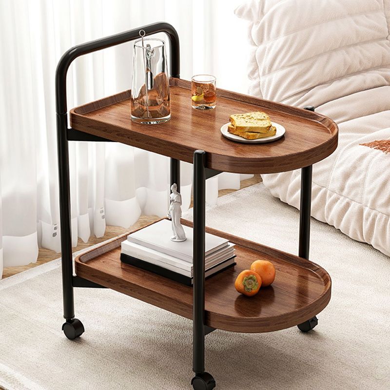 Contemporary Accent Side Table with Storage Wood and Metal End Table