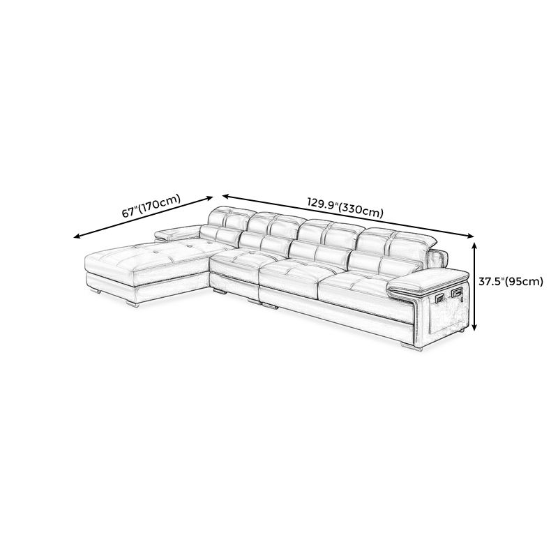 Genuine Leather Sectional 34.65"High Pillow Top Arm Sofa with Storage, Blue Clearhalo 'furn' 'furn_sectionals' 'Furniture' 'furniture_sectionals' 'kitchen' 'kitchen_sectionals' 'Living Room Furniture' 'Sectionals' 1200x1200_19059773-1cb5-4b1f-9bc9-37e51a6e0a48