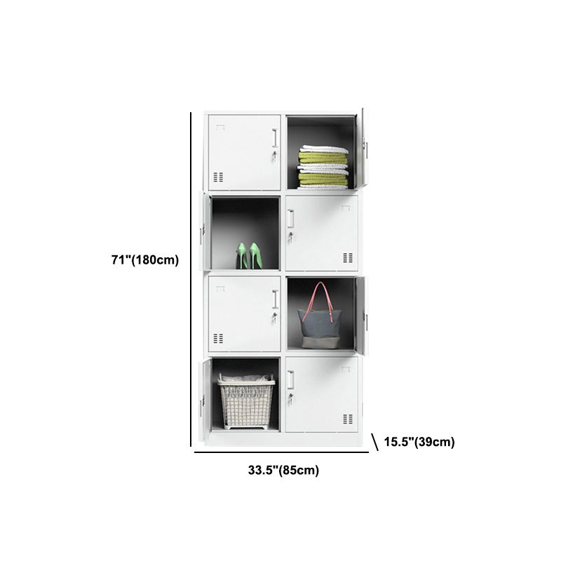 Steel White Storage Cabinet Contemporary Cabinet with Hinged Door Clearhalo 'Armoires & Wardrobes' 'armoires_wardrobes' 'Bedroom Furniture' 'furn' 'furn_armoires_wardrobes' 'Furniture' 1200x1200_190748c2-712d-4b0a-a241-2c2a8e850a19