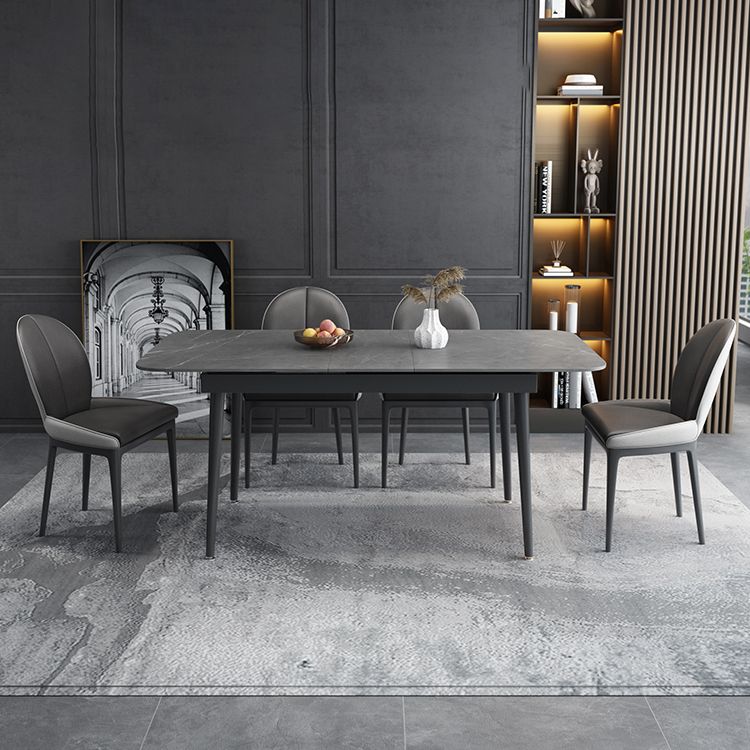 Modern Style Sintered Stone Dining Table Set Extendable Rectangular Dining Table with Trestle Base Clearhalo 'Dining Room Sets' 'Dining Tables & Seating' 'dining_room_set' 'furn' 'furn_dining_room_set' 'Furniture' 'furniture_dining_room_set' 'Kitchen & Dining Furniture' 'kitchen&dining_furn' 'kitchen' 1200x1200_19087c75-76e5-4b1c-b31c-76457994bad5