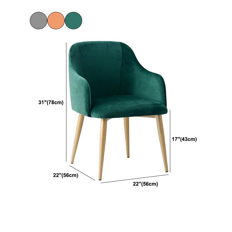 Chaise de bras rembourré Glam Glam Dining Arm Ferme avec des jambes dorées pour la maison