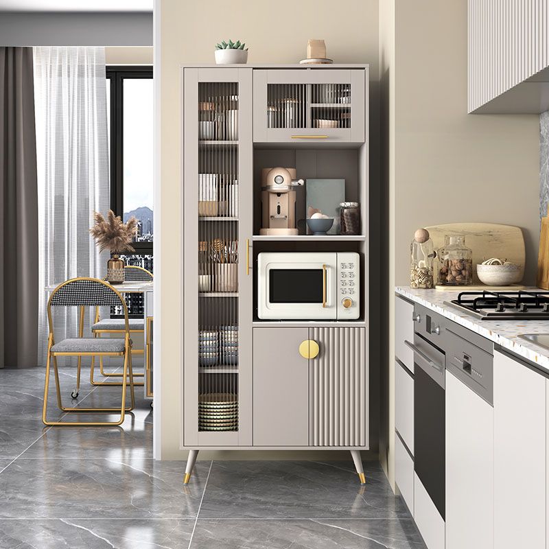 Ultra Modern Dining Hutch Glass Doors Faux Wood Storage Cabinet for Dining Room Clearhalo 'Display & China Cabinets' 'display_china_cabinets' 'furn' 'furn_display_china_cabinets' 'Furniture' 'Kitchen & Dining Furniture' 1200x1200_1908f5e7-432b-47e6-bd64-164a213b51b5