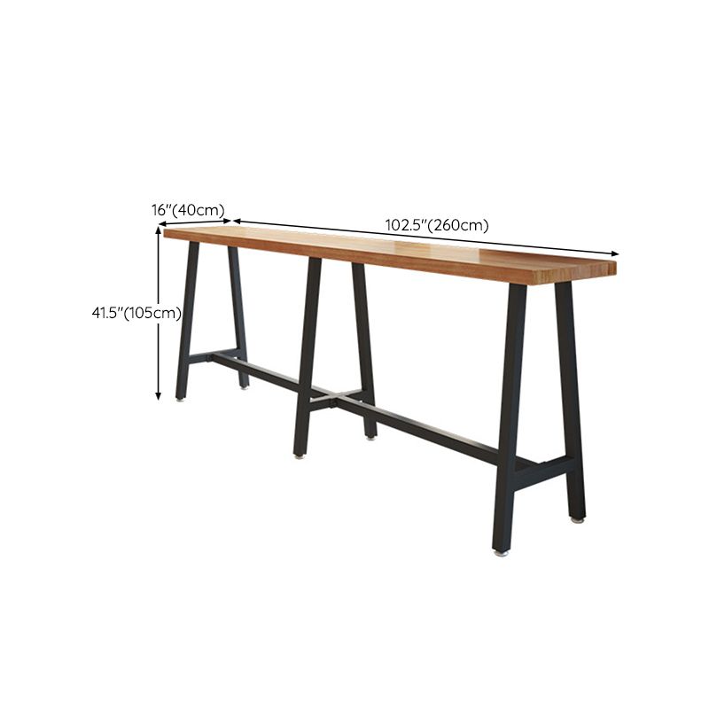 Tavolo da Bar Rettangolare in Metallo e Legno Tavolo da Bar ad Altezza con Base su Trespolo per Sala da Pranzo