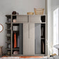 Grey Contemporary Storage Cabinet Faux Wood Cabinet with Sliding Doors