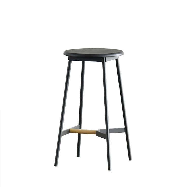 Modern Black Counter Bar Stool Wood Armless Bar Stool with Footrest and Iron Base Clearhalo 'Bar Furniture' 'Bar Stools' 'bar_stools' 'furn' 'furn_bar_stools' 'furniture_bar_stools' 'Kitchen & Dining Furniture' 'kitchen&dining_furn' 'kitchen' 'kitchen_furn' Furniture' 1200x1200_190a75af-df7d-4bd3-9a18-9633ac213d95