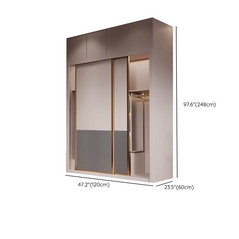Modern Sliding Door Storage Cabinet Wooden Wardrobe Cabinet with Garment Rod Clearhalo 'Armoires & Wardrobes' 'armoires_wardrobes' 'Bedroom Furniture' 'furn' 'furn_armoires_wardrobes' 'Furniture' 1200x1200_190c1dbe-5e16-432e-9284-c3208e5c0ea4