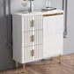 Glam Style Stone Sideboard Buffet Dining Room 34"H 3-Drawers Buffet Server in White Clearhalo 'buffet_sideboard' 'Buffets & Sideboards' 'furn' 'furn_buffet_sideboard' 'Furniture' 'Kitchen & Dining Furniture' 1200x1200_190d5382-2347-429b-86b0-3fc42a0435c0