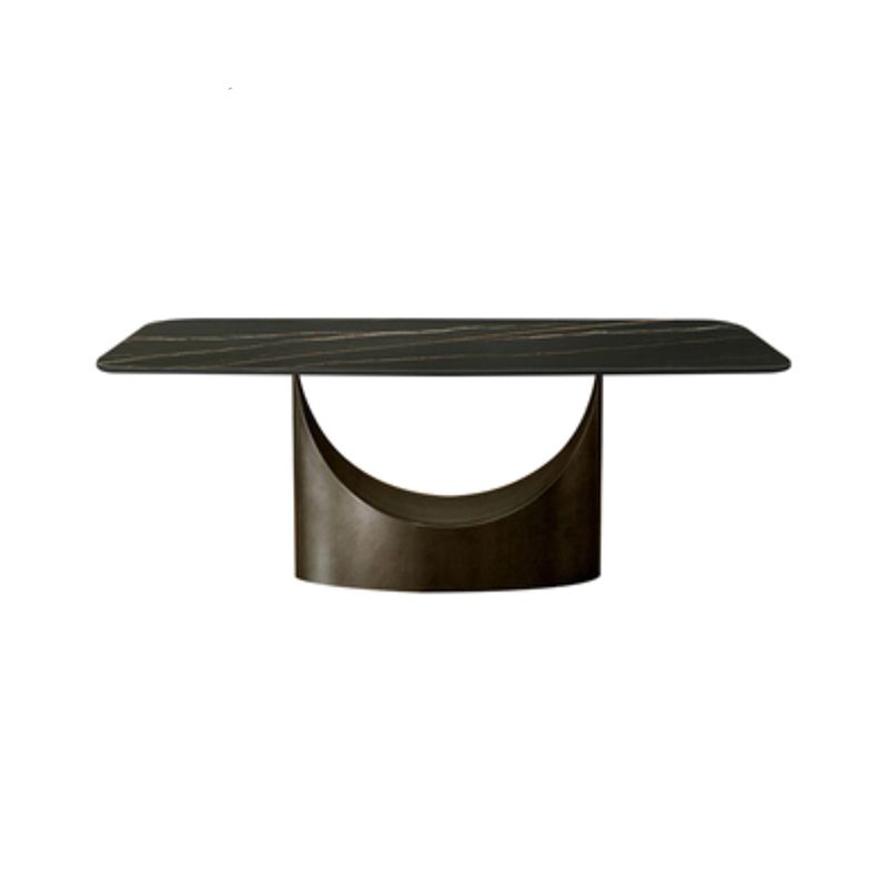 Metal Traditional Luxury Rectangle Dining Table Black Sintered Stone Indoor Table with Pedestal Clearhalo ' dining_table' 'Dining Tables & Seating' 'Dining Tables' 'furn' 'furn_dining_table' 'Furniture' 'furniture_dining_table' 'Kitchen & Dining Furniture' 'kitchen&dining_furn' 'kitchen' 'kitchen_dining_table' 1200x1200_190f1507-27c2-421c-a24c-99d4be4e6697