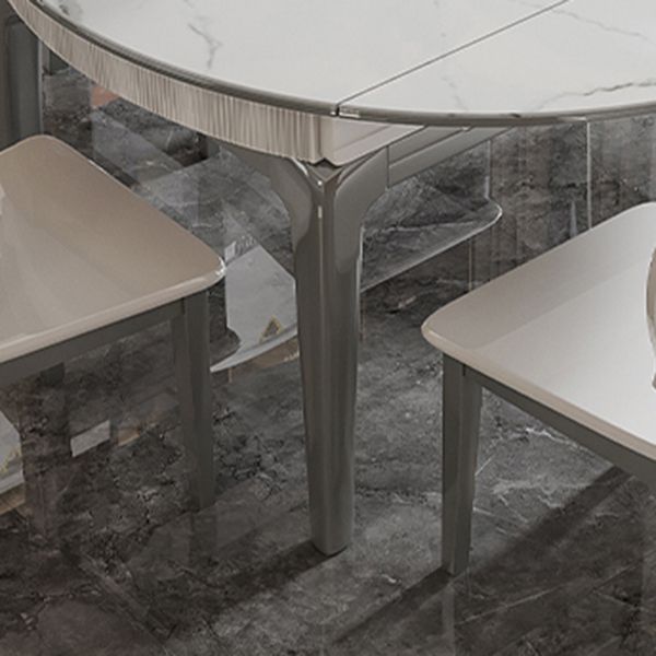 Modern Extendable Dining Table White Round Stone Tabletop for Home Clearhalo 'Dining Tables & Seating' 'Dining Tables' 'dining_table' 'furn' 'furn_dining_table' 'Furniture' 'Kitchen & Dining Furniture' 1200x1200_190f48df-3c4e-4695-9055-0c99e4a20f64