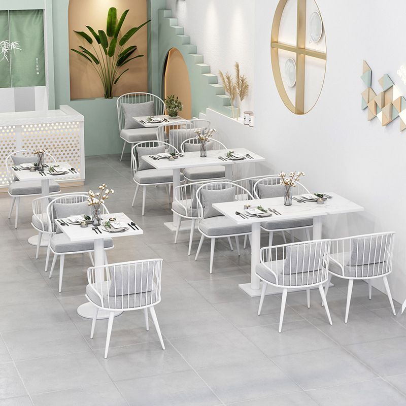 Sillas de comedor tapizadas contemporáneas sillas de brazo trasero en blanco