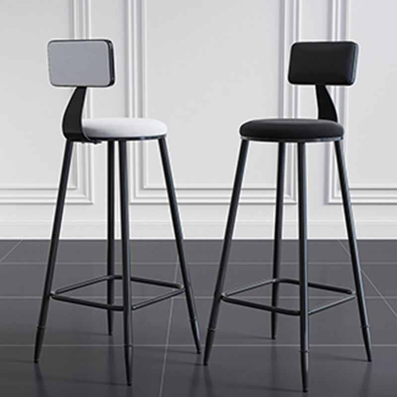 Modern Armless Backrest Counter Stool Steel Kitchen Bar Stool with Cushion and Pedal