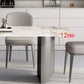 White Stone Top Dining Table Rectangular Tabletop with Metal Double Pedestal Base Clearhalo 'Dining Tables & Seating' 'Dining Tables' 'dining_table' 'furn' 'furn_dining_table' 'Furniture' 'Kitchen & Dining Furniture' 1200x1200_191169f4-31cf-4459-86ad-6000b285c6ea